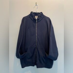 LL BEAN - dark blue fleece zippered sweat jacket